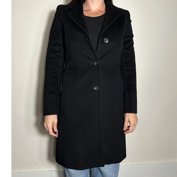 MaxMara Black 100% Wool Above the Knee Trench Coat Size 4 - Picture 2 of 13